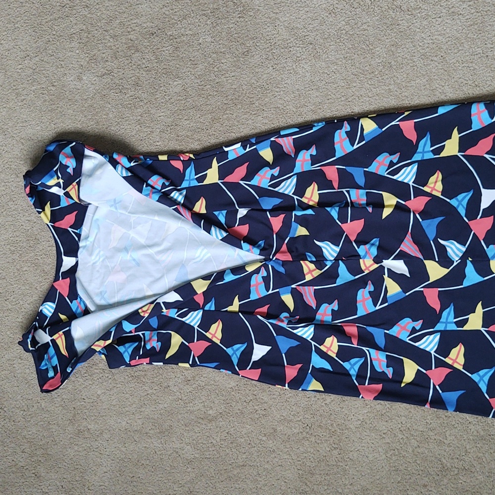 EUC J. McLaughlin Navy Blue Nautical Flags Sheath Dress - Picture 5 of 5